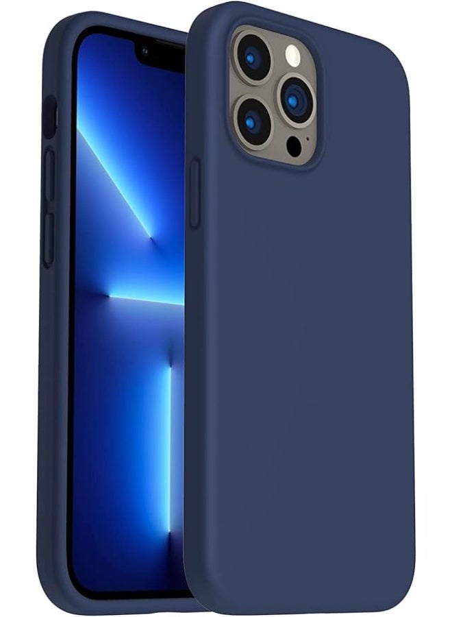 Liquid Silicone  Cover For iPhone 14 Pro Max , Silky Soft Touch, Anti-Scratch Shockproof Protective Case with Microfiber Lining For iPhone 14 Pro Max - Navy Blue